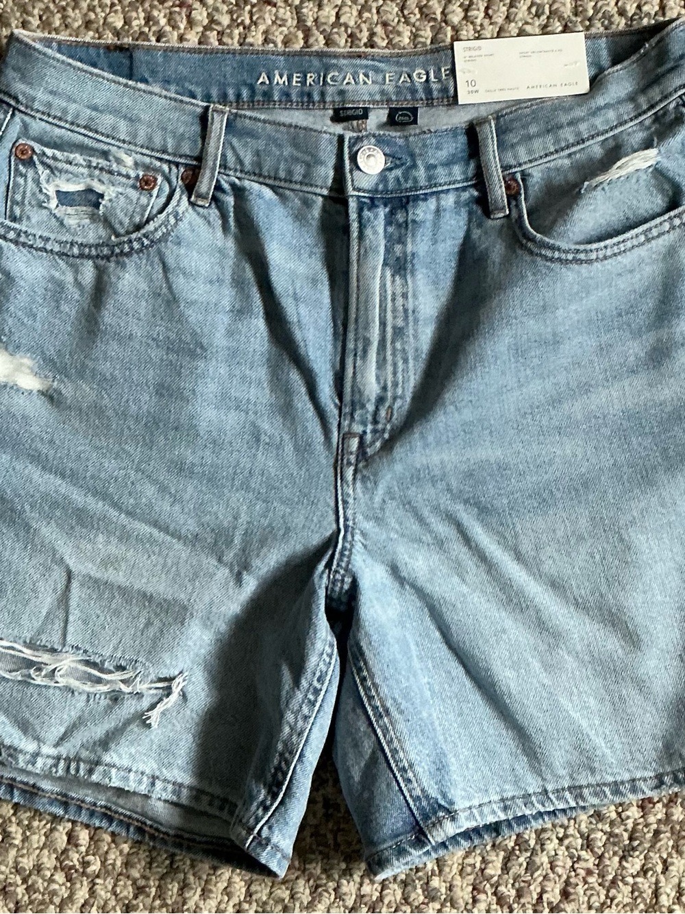 American Eagle Outfitters Light Blue Distressed Denim Shorts